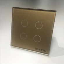  hICECIL 全新z-wave金色四键开关面板 兼容Fibaro 过流保护